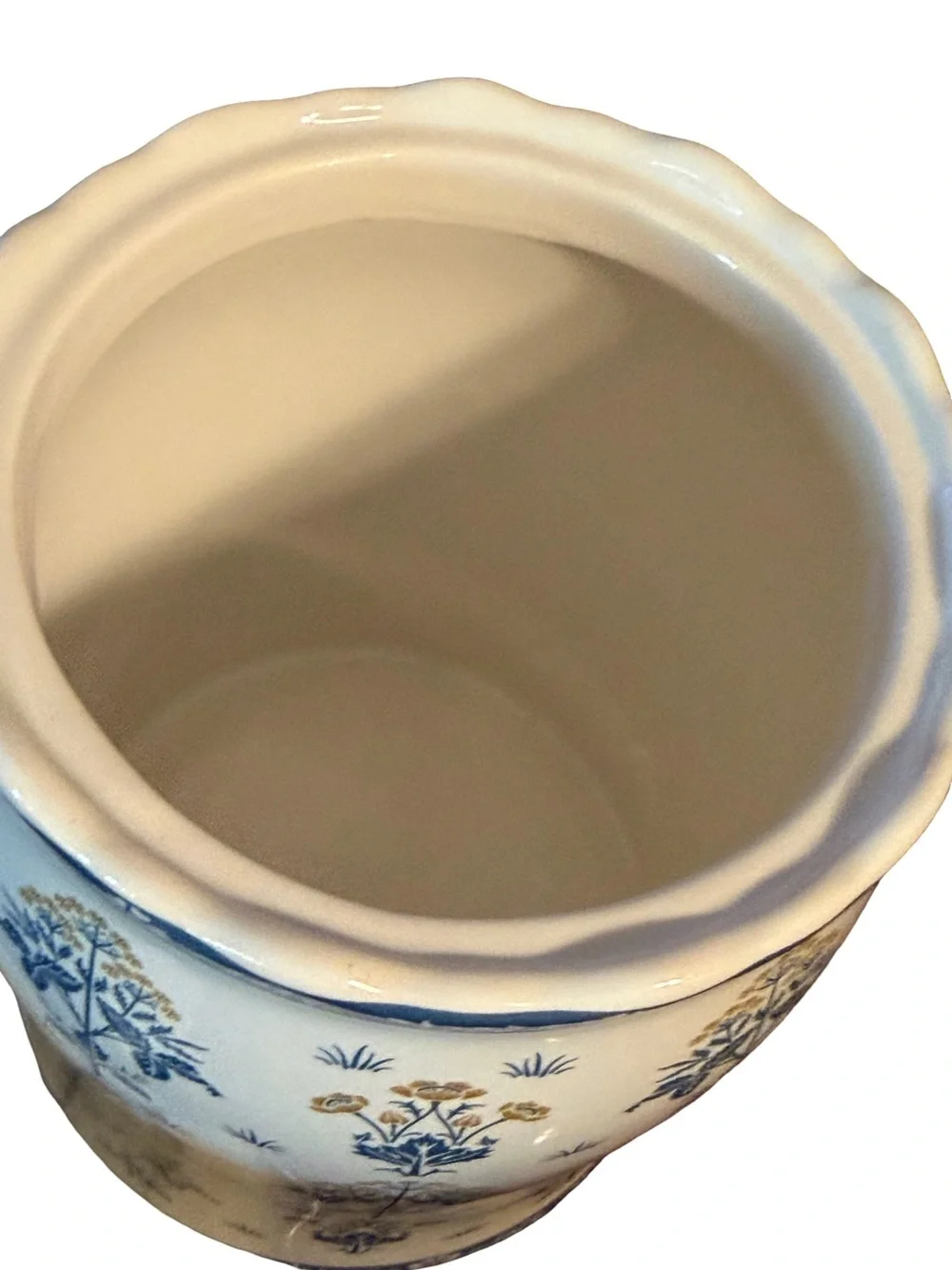 Morris & Co NWT 2pcs Yellow Blue & White Daisy Ceramic Canister Vanity Set
